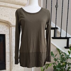 Women's Olive Long Sleeve Lightweight Knit Top